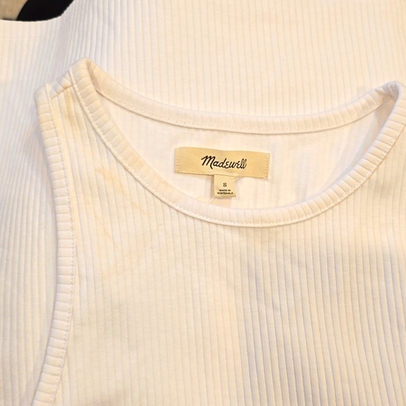 NWT Madewell Highneck Tank in Sleekhold white ribbed tank sleeveless small $38 - Picture 5 of 9